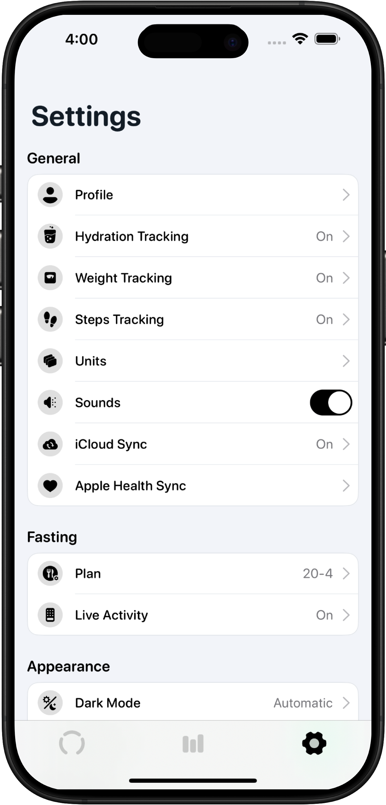 FastMinder settings